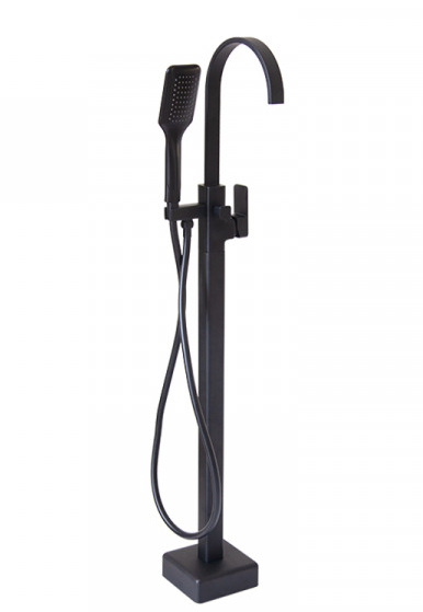 Shore Black Square Black Free Standing Bath Mixer with H/S