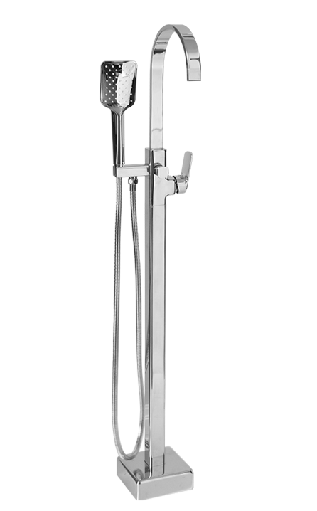 Spring Square Chrome Free Standing Bath Mixer with H/S