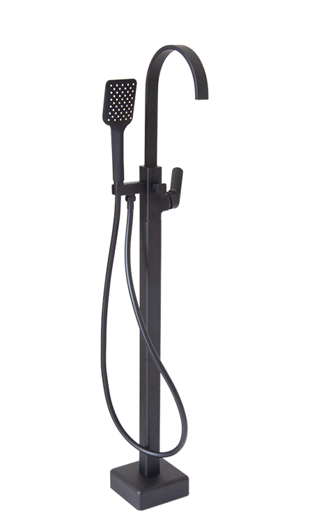 Spring - Black Square Black Free Standing Bath Mixer with H/S