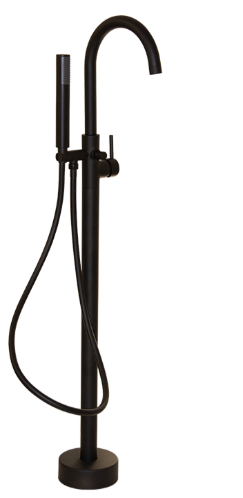 Moon Black Round Black Free Standing Bath Mixer with H/S
